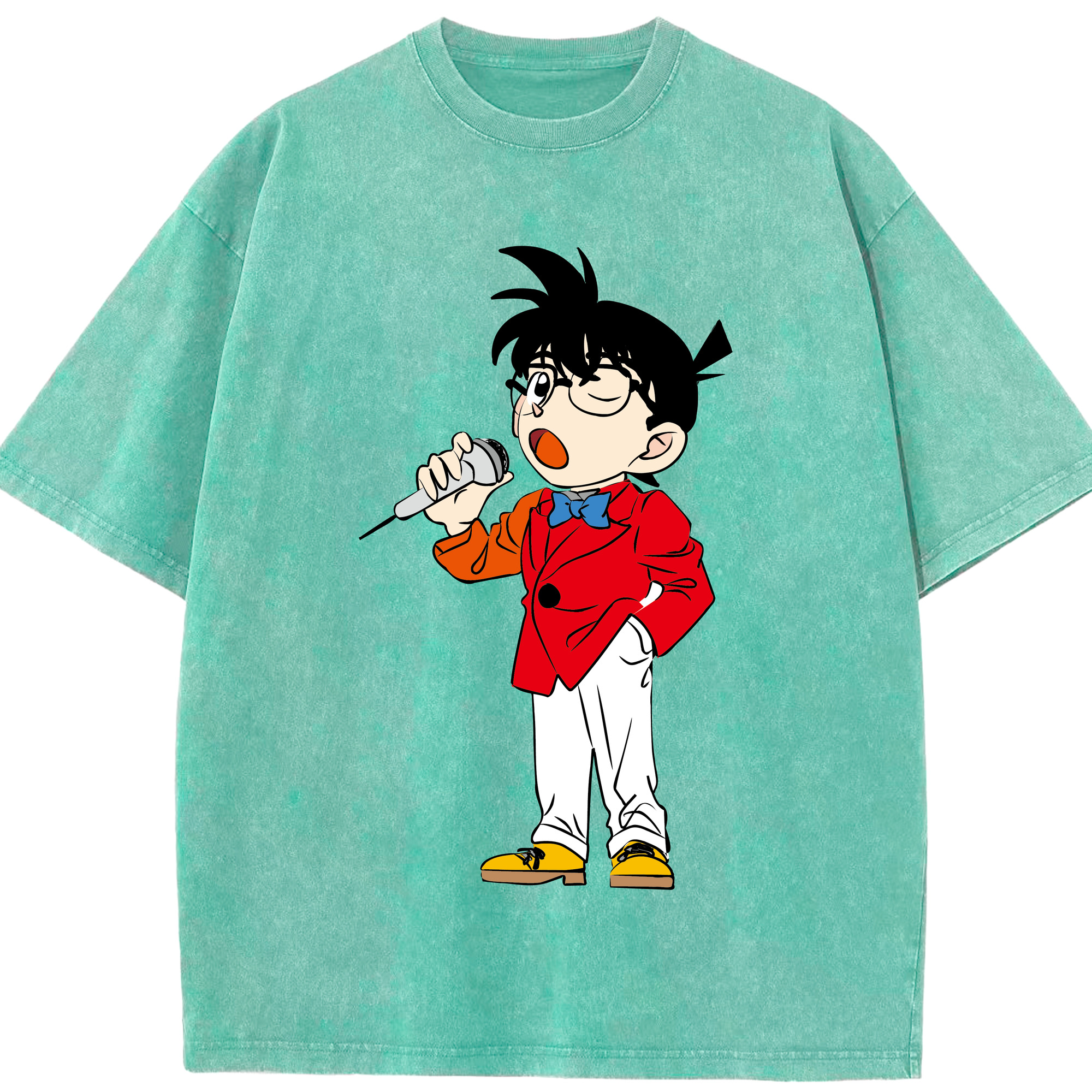 （画像用） 名探偵コナン 江戸川 コナン Detective Conan Conan Edogawa 綿100% ヴィンテージ風 半袖Tシャツ（フロントプリント）